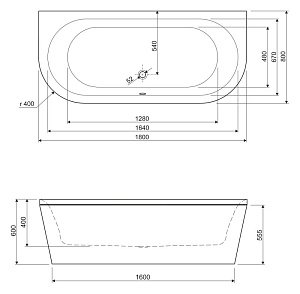 Ванна акриловая Cezares METAURO-wall-180-80-40-W37 купить в интернет-магазине Sanbest