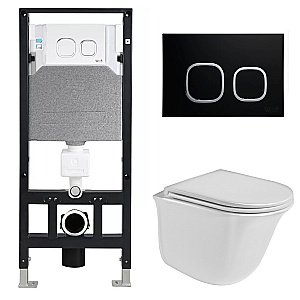 Унитаз с инсталляцией WeltWasser AMBERG 506 + TELBACH 004 GL-WT + AMBERG RD-BL купить в интернет-магазине Sanbest