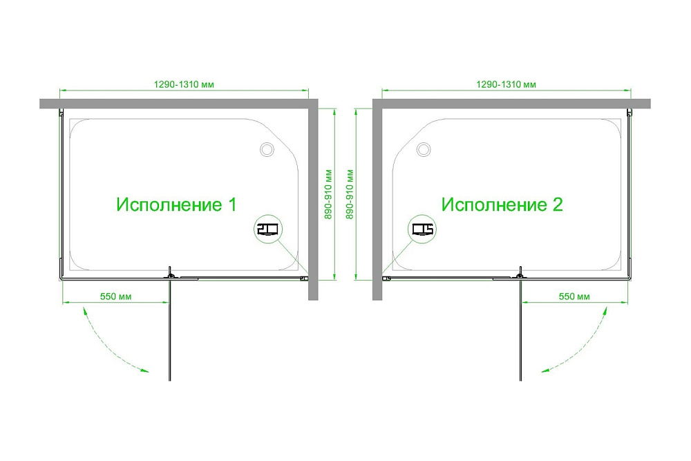 Душевой уголок Royal Bath HPVD RB9130HPVD-T-BL 130х90 прозрачное стекло/профиль черный купить в интернет-магазине Sanbest