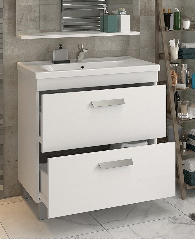 Тумба с раковиной Vigo Nova 2-800 белая для ванной в интернет-магазине Sanbest