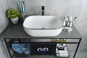 Раковина накладная Gid 50 D1302H011 53305 белая, хром купить в интернет-магазине Sanbest