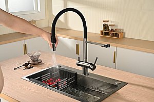 Смеситель для кухни Vincea VKF-120GM вороненая сталь купить в интернет-магазине сантехники Sanbest