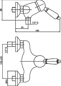 Смеситель для душевой кабины Caprigo ADRIA–Uno 02-016 Хром купить в интернет-магазине сантехники Sanbest