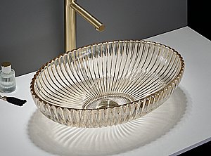 Раковина накладная CeramaLux GL 51 GL49-CP шампань, прозрачная купить в интернет-магазине Sanbest