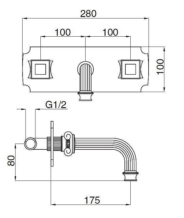 Смеситель для раковины Cezares APHRODITE-BLS2-03/24-M золото купить в интернет-магазине сантехники Sanbest