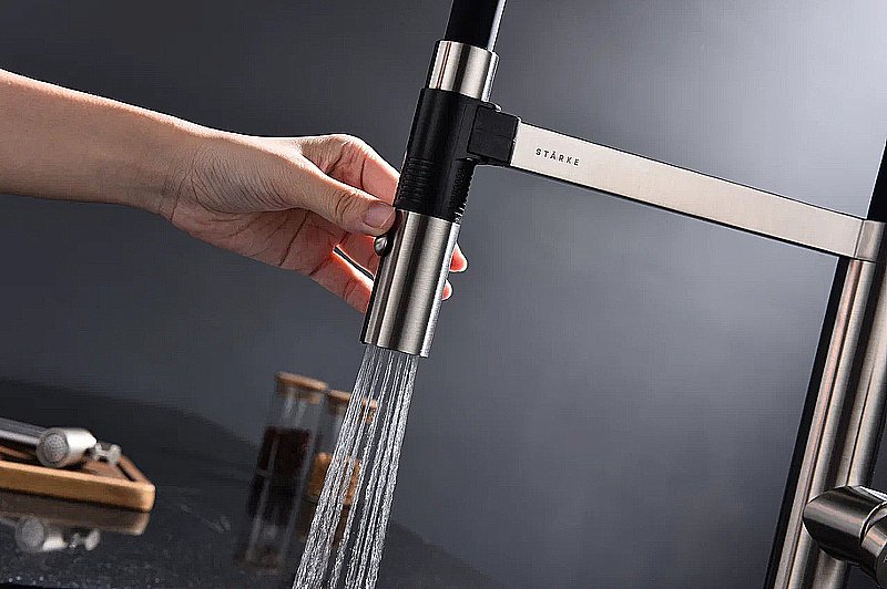 Смеситель для кухни Paulmark Leader Le214101-BS брашированная сталь купить в интернет-магазине сантехники Sanbest