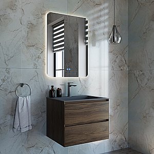 Тумба с раковиной Vincea Luka 60 VMC-2L600CO/VCB-13600G тёмный дуб/раковина серая для ванной в интернет-магазине Sanbest