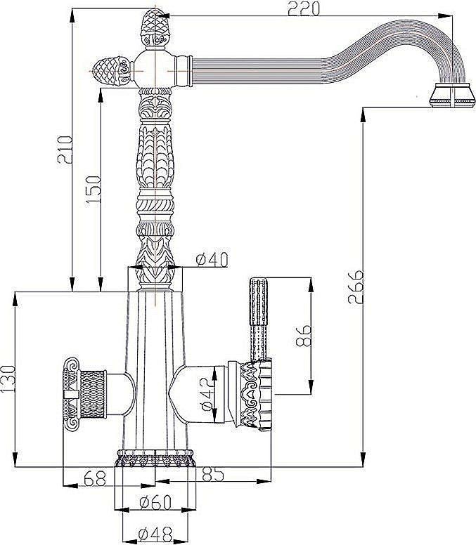 Смеситель для кухни Zorg Antic A 53 KF-Br Бронза купить в интернет-магазине сантехники Sanbest
