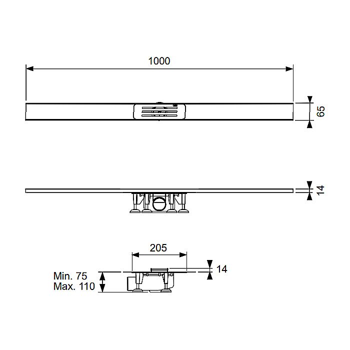 Дренажный канал подрезной TECE TECElineo 15301100 купить в интернет-магазине Sanbest