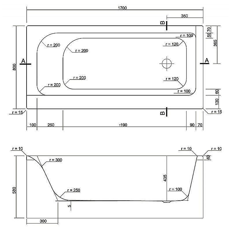 Ванна акриловая Cersanit SMART 63350 170x80 купить в интернет-магазине Sanbest
