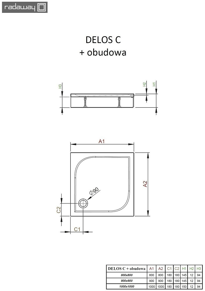 Душевой поддон Radaway Doros C 100х100 купить в интернет-магазине Sanbest