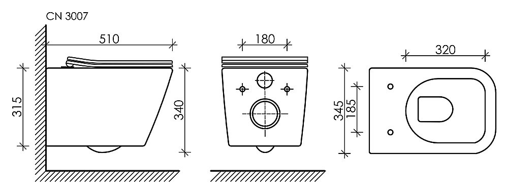 Унитаз подвесной Ceramica Nova METRIC Rimless CN3007MB безободковый, с крышкой микролифт, черный купить в интернет-магазине Sanbest