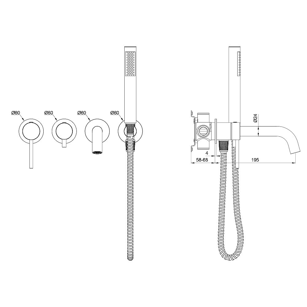 Смеитель для ванны Oliveeka Y OL-889017-BG золото матовое купить в интернет-магазине сантехники Sanbest