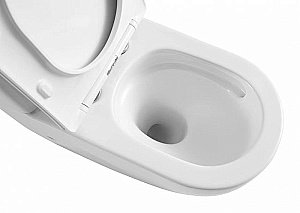 Унитаз подвесной CeramaLux TR2196 белый, безободковый, с крышкой микролифт, слив торнадо купить в интернет-магазине Sanbest