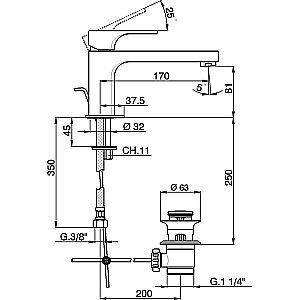 Смеситель для раковины Cisal Cubic CU00151121 купить в интернет-магазине сантехники Sanbest