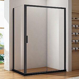 Душевой уголок Aquanet Pleasure 140x80 прозрачное стекло/профиль черный купить в интернет-магазине Sanbest