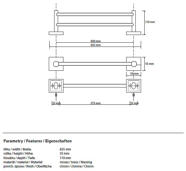 Полотенцедержатель двойной Bemeta Beta 132104052 купить в интернет-магазине сантехники Sanbest