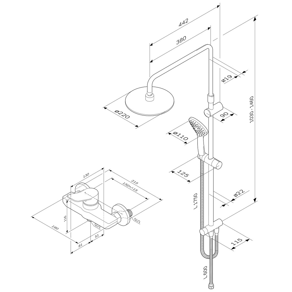 Душевая система AM.PM X-JOY F40885A24 хром купить в интернет-магазине сантехники Sanbest