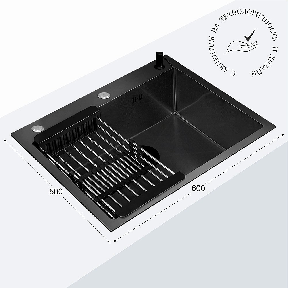 Кухонная мойка CeruttiSpa GLORIA60B nano black CT11258 графит купить в интернет-магазине сантехники Sanbest