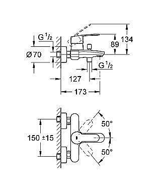 Смеситель  для ванны GROHE Eurostyle Cosmopolitan 33591 002 купить в интернет-магазине сантехники Sanbest
