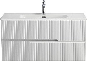 Тумба с раковиной Cezares DUET-N 100 DUET-N-1000-2C-SO-BL белая глянцевая для ванной в интернет-магазине Sanbest