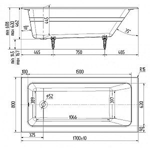 Ванна чугунная Delice PARALLEL Comfort DLR220502R-AS 170x80 белая с ручками купить в интернет-магазине Sanbest