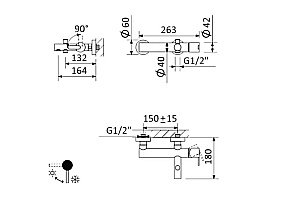 Смеситель для ванны Comforty 00-00013697 черный матовый купить в интернет-магазине сантехники Sanbest