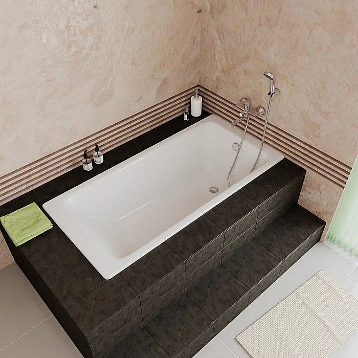 Ванна чугунная Delice Parallel Comfort DLR220505RB-AS 170х70 белая с черными матовыми ручками купить в интернет-магазине Sanbest
