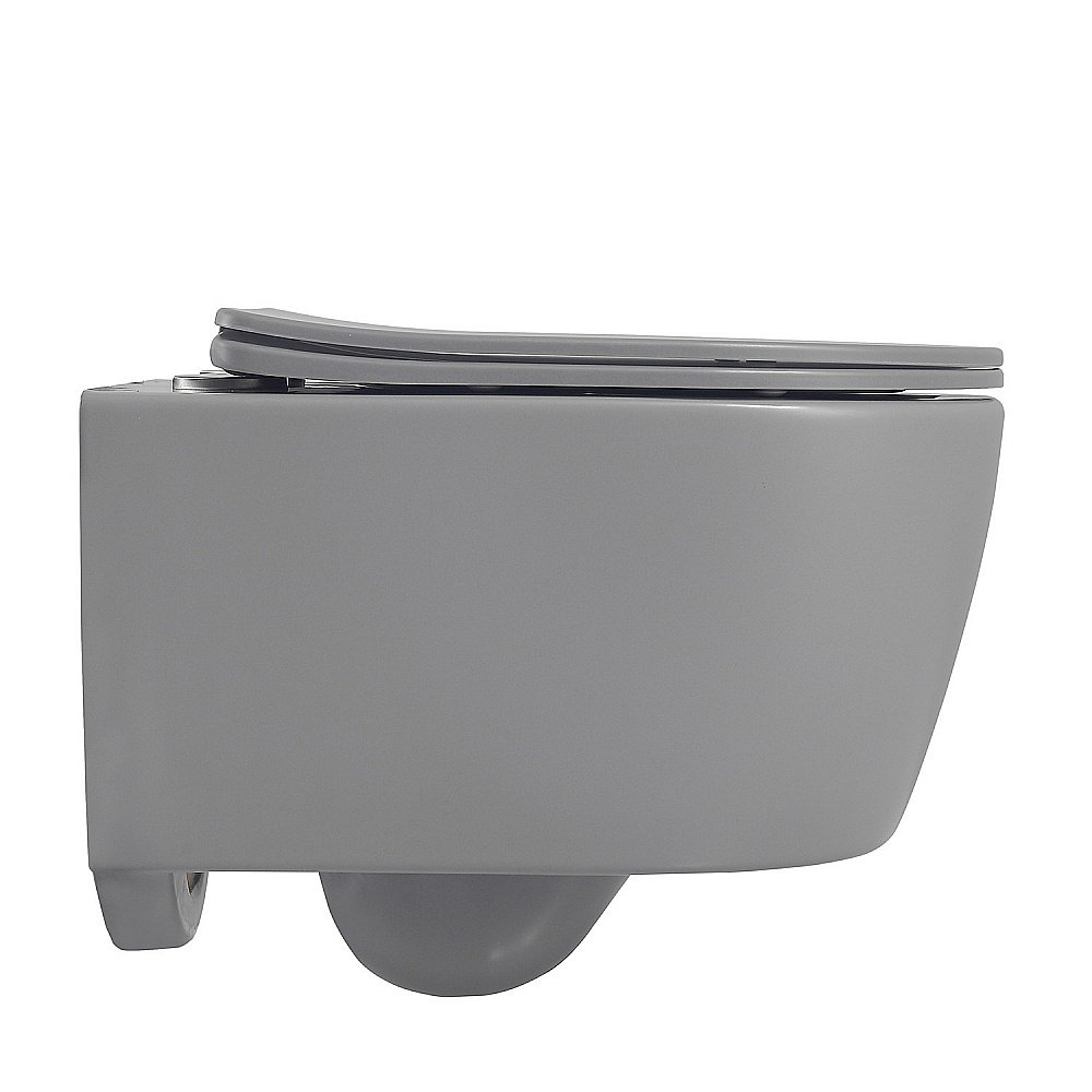 Унитаз подвесной ABBER Bequem AC1104MG с крышкой микролифт, безободковый, серый матовый купить в интернет-магазине Sanbest