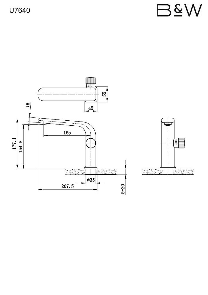 Смеситель для раковины Black&White UNIVERSE U7640 хром купить в интернет-магазине сантехники Sanbest