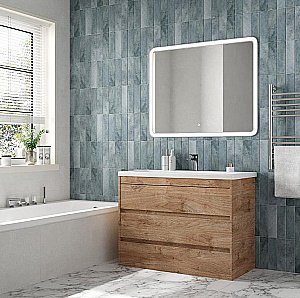 Тумба с раковиной Art&Max Family-M 100 напольная, дуб харбор золотой для ванной в интернет-магазине Sanbest