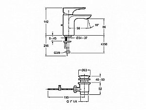 Cмеситель для раковины Jacob Delafon GABIN E78126-CP купить в интернет-магазине сантехники Sanbest
