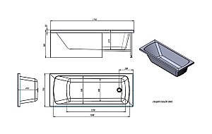 Акриловая ванна Alex Baitler Онега 175х70 белая купить в интернет-магазине Sanbest