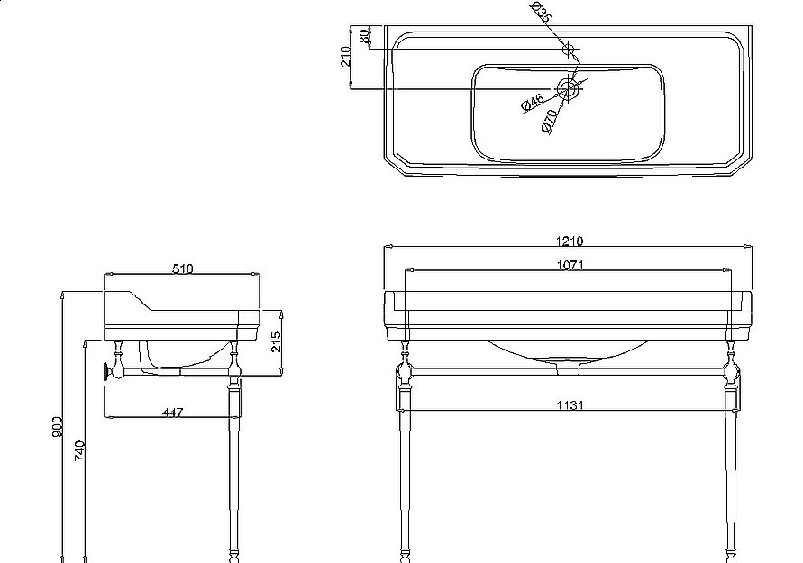 Консоль с раковиной Burlington Edwardian B19 1TH 120 для ванной в интернет-магазине сантехники Sanbest