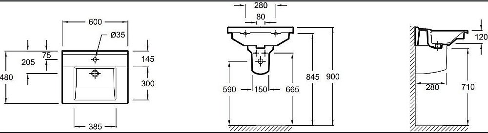 Раковина Jacob Delafon STRUKTURA 60 EXI112-00 белая купить в интернет-магазине Sanbest
