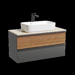 Тумба с раковиной Sancos DELTA 100 со столешницей, дуб красный/графит для ванной в интернет-магазине Sanbest