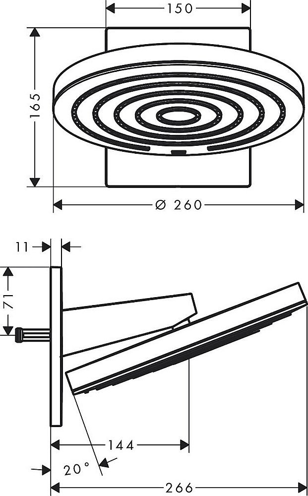 Верхний душ Hansgrohe Pulsify 24150670 купить в интернет-магазине сантехники Sanbest