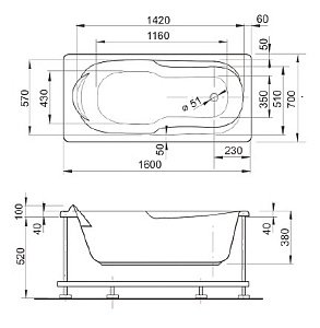 Ванна Pestan Ina 160х70 13316070 белая купить в интернет-магазине Sanbest