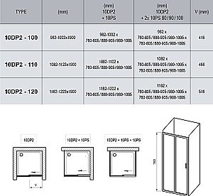 Душевой уголок Ravak 10° 10DP2 + 10PS 90x110 белый купить в интернет-магазине Sanbest