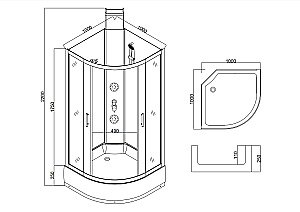 Душевая кабина с гидромассажем Taliente TA-100CW 100х100 стекло прозрачное купить в интернет-магазине Sanbest