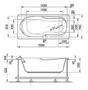 Ванна Pestan Ina 160х70 13316070 белая купить в интернет-магазине Sanbest