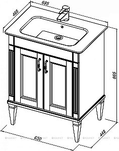 Тумба с раковиной Aquanet Селена 246511 70 белый/серебро для ванной в интернет-магазине Sanbest