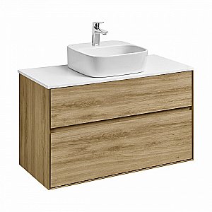 Тумба со столешницей Акватон Либерти 100 дуб эльвезия для ванной в интернет-магазине Sanbest