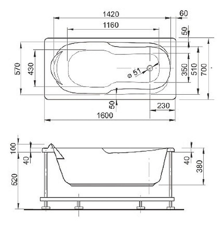 Ванна Pestan Ina 160х70 13316070 белая купить в интернет-магазине Sanbest