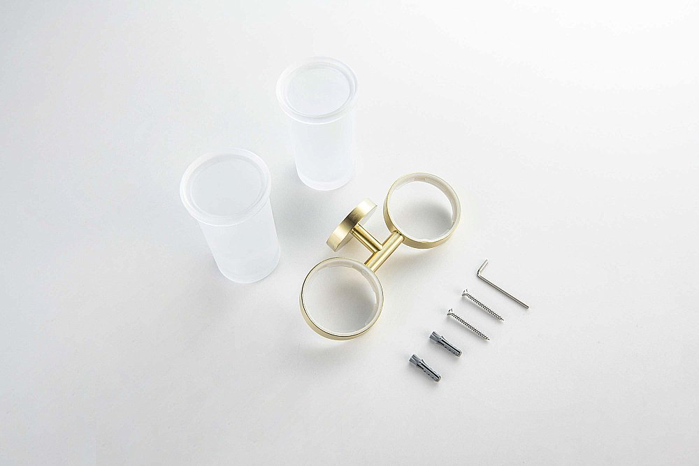 Стакан двойной Aquatek Европа AQ4117BG стекло матовое/золото шлифованное купить в интернет-магазине сантехники Sanbest