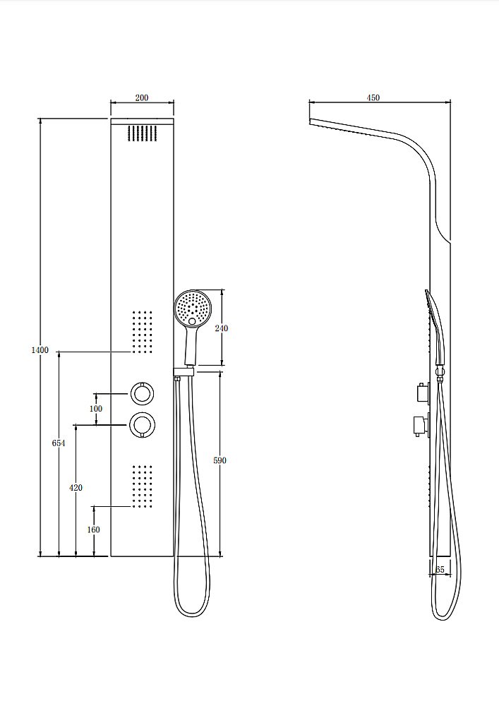Душевая панель Taliente TA-G-S01C стальная/хром купить в интернет-магазине сантехники Sanbest