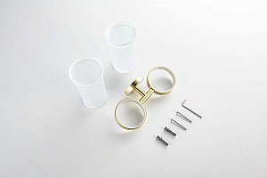 Стакан двойной Aquatek Европа AQ4117BG стекло матовое/золото шлифованное купить в интернет-магазине сантехники Sanbest