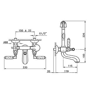 Смеситель для ванны Nicolazzi Teide 1901CR05 хром купить в интернет-магазине сантехники Sanbest