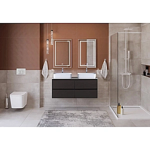 Тумба с раковиной и столещницей BelBagno 120 KRAFT-1200-4C-SO-GSO+KEP-120-2-CEM темно-серая матовая для ванной в интернет-магазине Sanbest