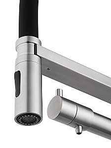 Смеситель для кухни с гибким изливом и подключением фильтра WONZON & WOGHAND, Брашированный никель (WW-88458007-BN) купить в интернет-магазине сантехники Sanbest